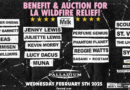 Black, grungy ADMAT with names of bands like, Lucy Davis, Sasami, Jenny Lewis, St Vincent and more for the Give A F*ck L.A. benefit concert